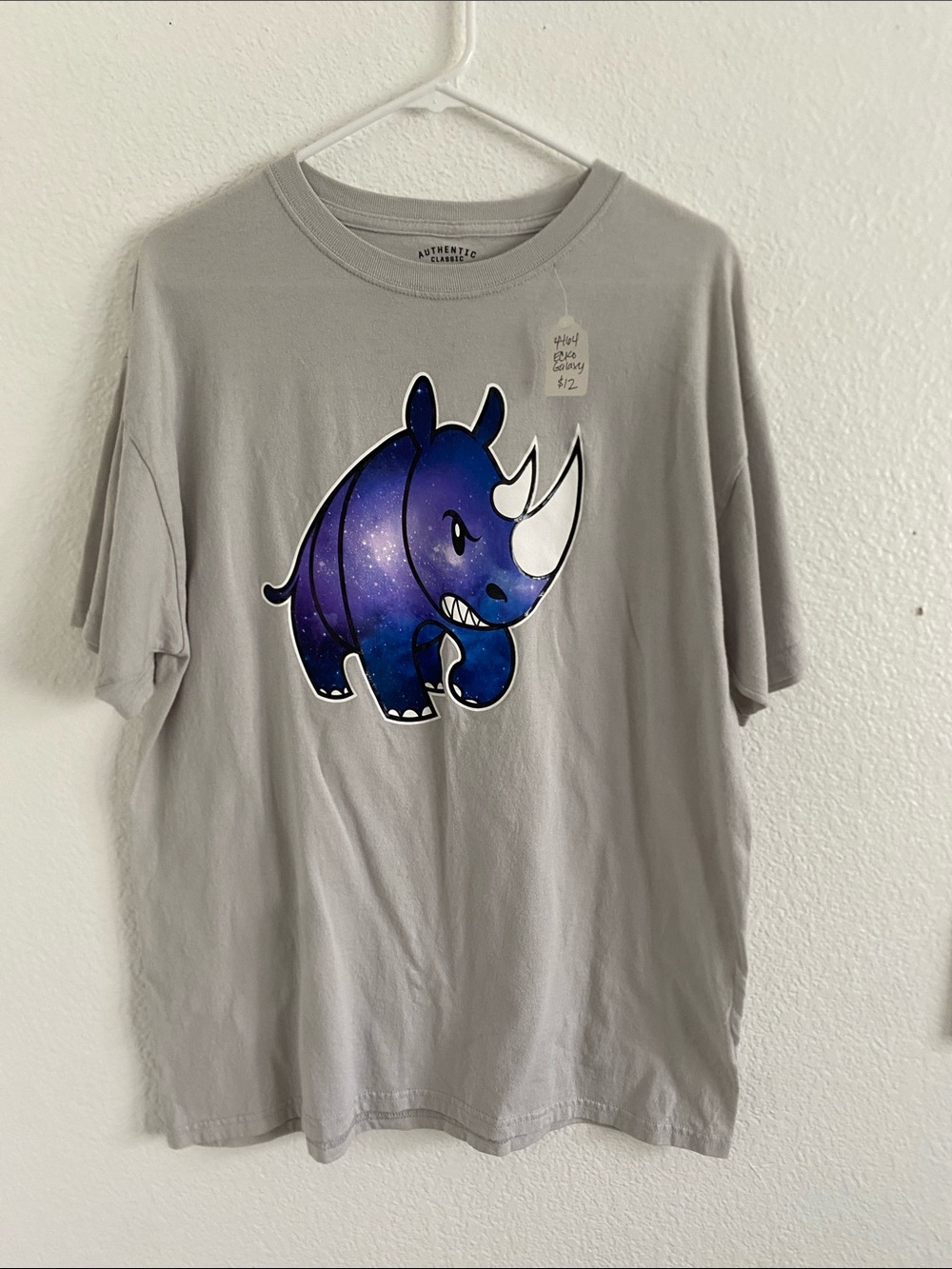 Unbranded Kids' Gray Tee with Galaxy Blue Rhino Graphic